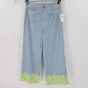 NWT Anthropologie Maeve Pants Womens 6P The Colette Cropped Wide Leg Embroidered